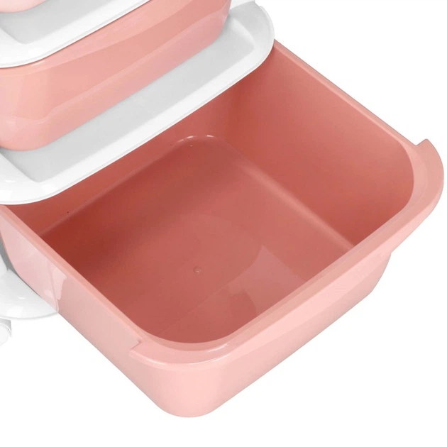 Полиця для іграшок Springos HA0212 з 4 шухлядами на колесах Рожево-біла (5908455300476) - зображення 7