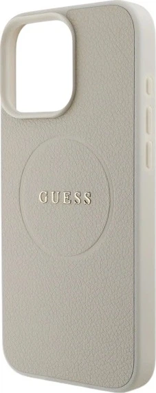 Etui Guess Grained Ring MagSafe do Apple iPhone 16 Pro Max Beige (GUHMP16XPGHSMME) - obraz 6