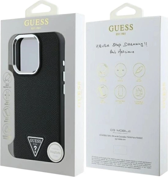 Etui Guess Grained Triangle MagSafe do Apple iPhone 16 Pro Max Black (GUHMP16XPGTSPSK) - obraz 8