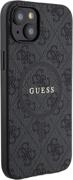 Etui plecki Guess 4G Collection Leather Metal Logo MagSafe do Apple iPhone 14/15/13 Black (3666339226282) - obraz 4