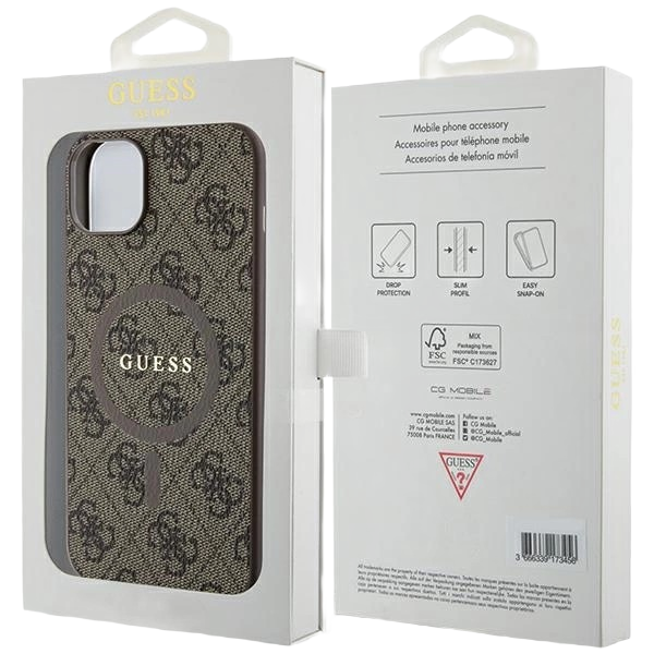 Etui plecki Guess 4G Collection Leather Metal Logo MagSafe do Apple iPhone 14/15/13 Brown (3666339226428) - obraz 8