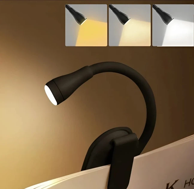 LED лампа, мини фонарик для чтения книг на зажиме, прищепке LJC