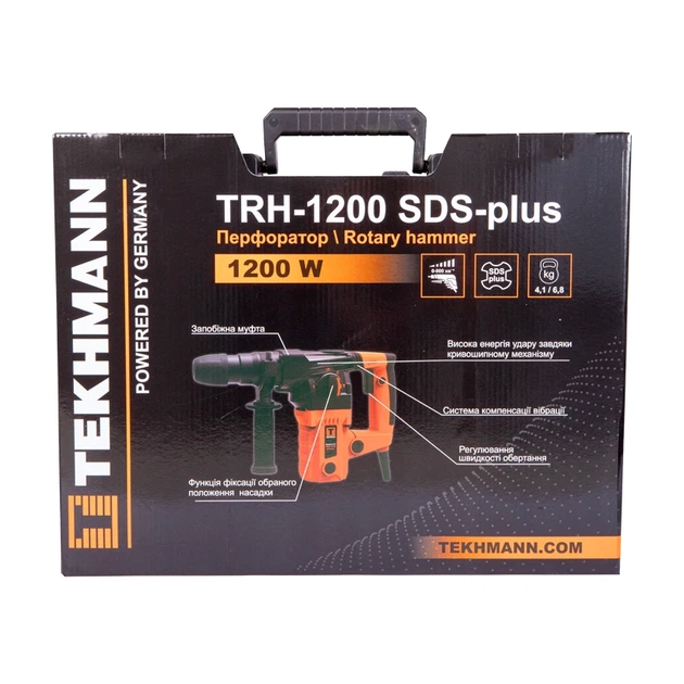 Перфоратор Tekhmann TRH-1200 SDS-Plus 1200Вт 5Дж 4.1кг (00134147) - изображение 7