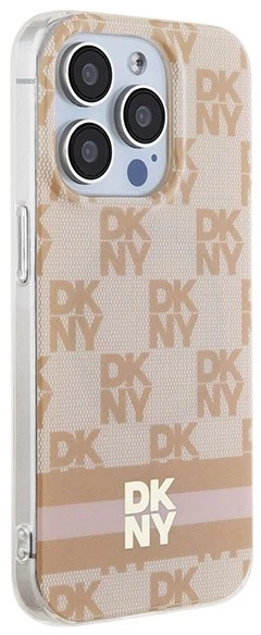 Etui DKNY IML Checkered Mono Pattern & Printed Stripes MagSafe do Apple iPhone 13/13 Pro Pink (3666339269012) - obraz 4