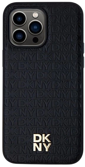 Etui DKNY Leather Pattern Metal Logo MagSafe do Apple iPhone 13/13 Pro Black (3666339261450) - obraz 3