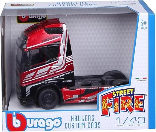 Ciągnik siodłowy Bburago Haulers Custom Cabs Steeet Fire Volvo FH16 750 1:43 Czerwony (4893993322039) - obraz 1