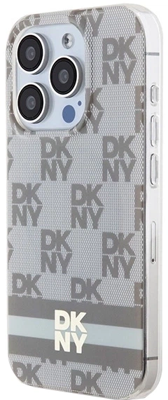 Etui DKNY IML Checkered Mono Pattern & Printed Stripes MagSafe do Apple iPhone 13/13 Pro Max Beige (3666339269449) - obraz 2