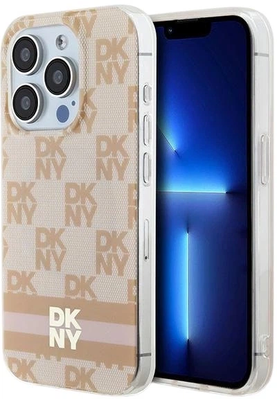 Etui DKNY IML Checkered Mono Pattern & Printed Stripes MagSafe do Apple iPhone 13 Pro Max Pink (3666339269029) - obraz 1