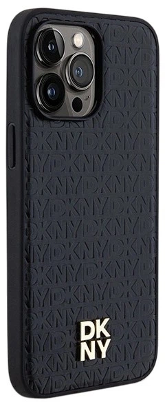 Etui DKNY Leather Pattern Metal Logo MagSafe do Apple iPhone 13 Pro Max Black (3666339261467) - obraz 4