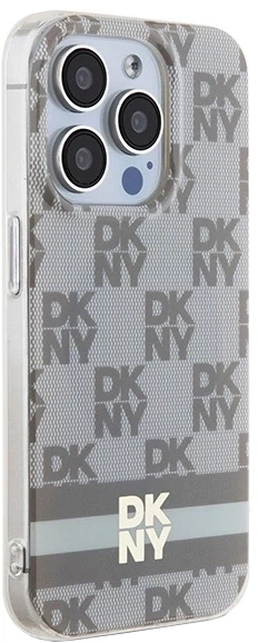 Etui DKNY IML Checkered Mono Pattern & Printed Stripes MagSafe do Apple iPhone 14 Pro Beige (3666339269470) - obraz 4