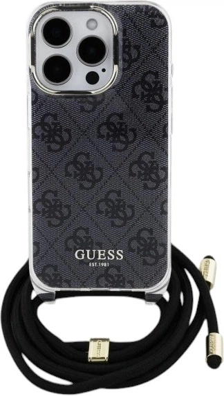 Etui Guess Crossbody Cord 4G Print do Apple iPhone 16 Pro Black (GUHCP16LHC4SEK) - obraz 1