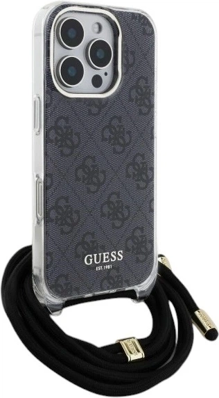 Etui Guess Crossbody Cord 4G Print do Apple iPhone 16 Pro Black (GUHCP16LHC4SEK) - obraz 3