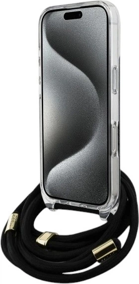 Etui Guess Crossbody Cord 4G Print do Apple iPhone 16 Pro Black (GUHCP16LHC4SEK) - obraz 4