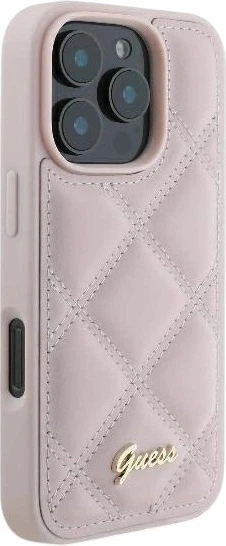 Etui Guess Quilted Metal Logo do Apple iPhone 16 Pro Pink (GUHCP16LPSQSQSP) - obraz 4