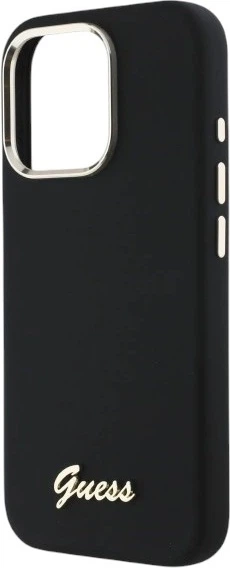 Etui Guess Silicone Script Metal Logo & Frame do Apple iPhone 16 Pro Black (GUHCP16LSMBSLK) - obraz 6