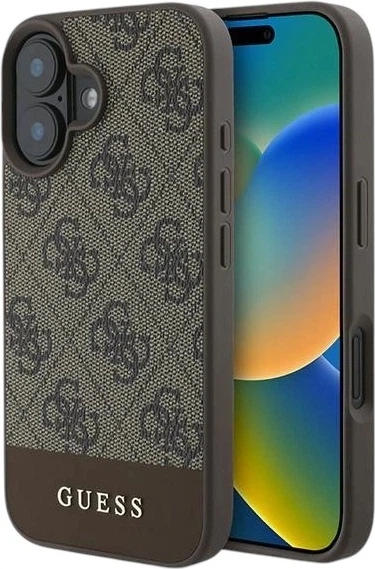 Etui Guess 4G Bottom Stripe do Apple iPhone 16 Plus Brown (GUHCP16MG4GLBR) - obraz 1