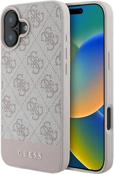 Etui Guess 4G Bottom Stripe do Apple iPhone 16 Plus Pink (GUHCP16MG4GLPI) - obraz 1