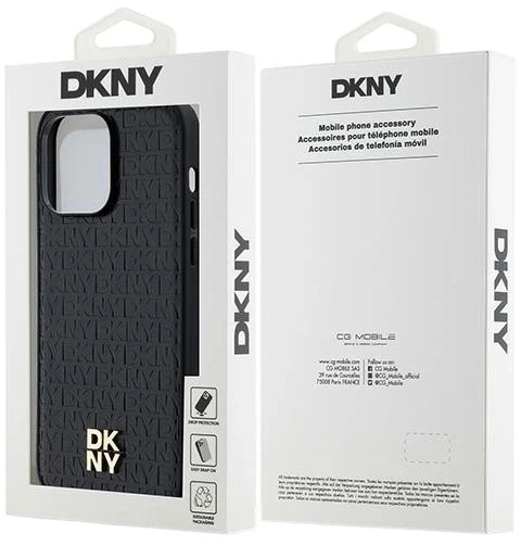Etui DKNY Leather Pattern Metal Logo MagSafe do Apple iPhone 14 Pro Black (3666339261498) - obraz 8
