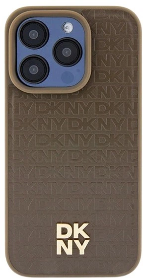 Etui DKNY Leather Pattern Metal Logo MagSafe do Apple iPhone 14 Pro Brown (3666339261771) - obraz 3