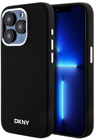 Etui DKNY Liquid Silicone Small Metal Logo MagSafe do Apple iPhone 14 Pro Black (3666339265694) - obraz 1