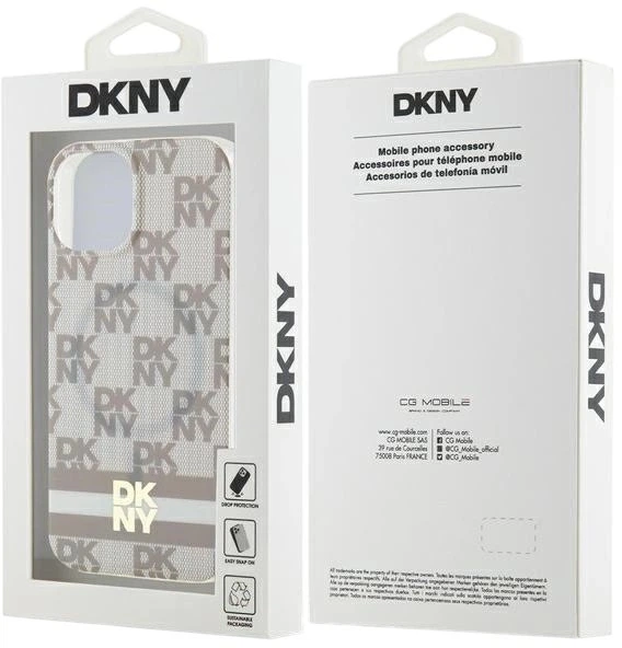 Etui DKNY IML Checkered Mono Pattern & Printed Stripes MagSafe do Apple iPhone 15 / 14 / 13 Beige (3666339269456) - obraz 8