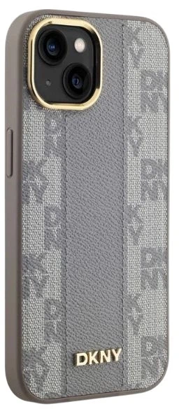 Etui DKNY Leather Checkered Mono Pattern MagSafe do Apple iPhone 14 Beige (3666339259938) - obraz 4