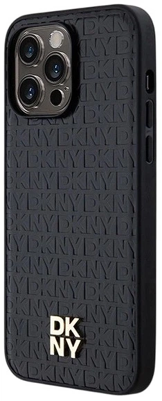 Etui DKNY Leather Monogram Pattern Metal Logo MagSafe do Apple iPhone 14 Pro Max Black (3666339261504) - obraz 2