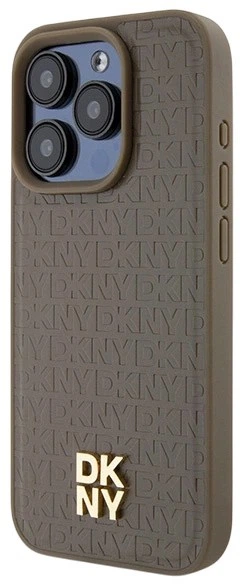 Etui DKNY Leather Pattern Metal Logo MagSafe do Apple iPhone 14 Pro Max Brown (3666339261788) - obraz 2