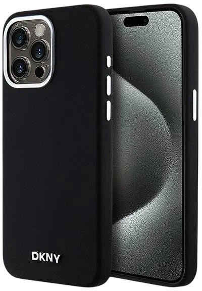 Etui DKNY Liquid Silicone Small Metal Logo MagSafe do Apple iPhone 14 Pro Max Black (3666339265700) - obraz 1