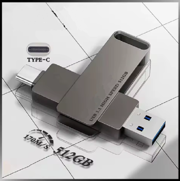 Флеш-накопитель USB 2 тб флешка темно-серая поворотная sd USB 3.1 / Type-C Seuno (GS980) - Фото 1 Флеш-накопитель USB 2 тб флешка темно-серая поворотная sd USB 3.1 / Type-C Seuno (GS980) - изображение 1