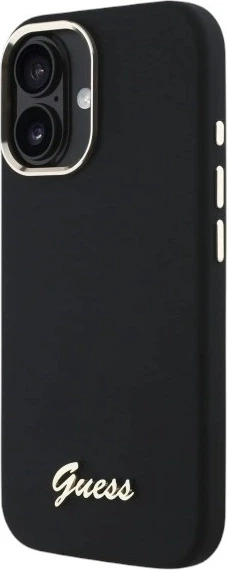 Панель Guess Silicone Script Metal Logo & Frame для Apple iPhone 16 Plus Black (GUHCP16MSMBSLK) - зображення 3