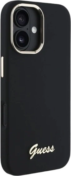 Панель Guess Silicone Script Metal Logo & Frame для Apple iPhone 16 Plus Black (GUHCP16MSMBSLK) - зображення 4