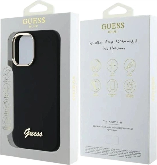 Панель Guess Silicone Script Metal Logo & Frame для Apple iPhone 16 Plus Black (GUHCP16MSMBSLK) - зображення 8