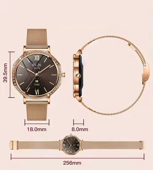 Смарт-годинник жіночий LEMFO KC98 Gold (пульсоксиметр, дзвінки) Amoled екран - зображення 12
