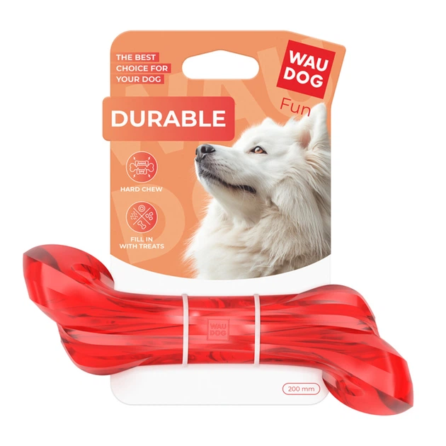 Жувальна іграшка для собак WAUDOG Fun Durable Кістка з термопластичної гуми 20 см червона (62193) - Фото 2 Жувальна іграшка для собак WAUDOG Fun Durable Кістка з термопластичної гуми 20 см червона (62193) - зображення 2