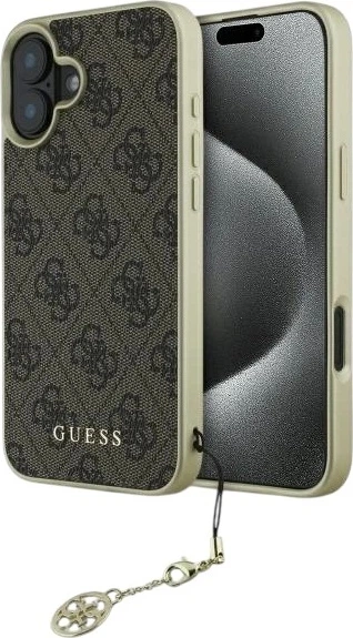 Etui Guess 4G Charms Collection do Apple iPhone 16 Brown (GUHCP16SGF4GBR) - obraz 1