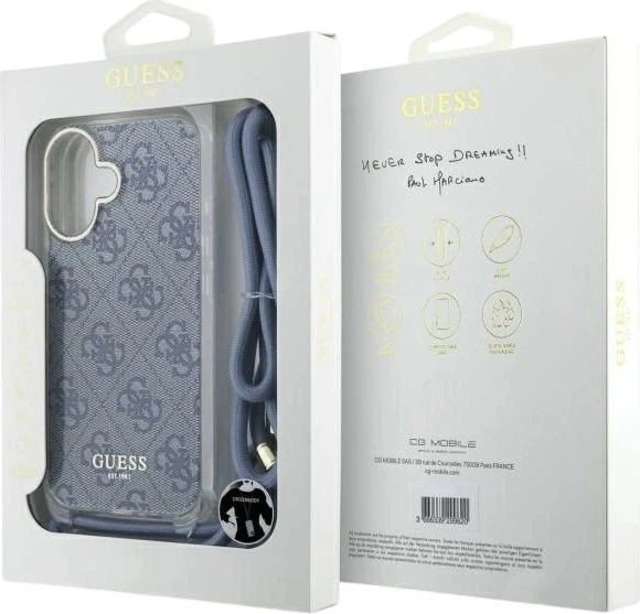 Etui Guess Crossbody Cord 4G Print do Apple iPhone 16 Blue (GUHCP16SHC4SEB) - obraz 7