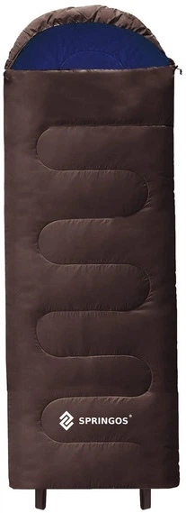 Śpiwór turystyczny z kapturem 2w1 Springos CS0121 220x80 cm Brązowy (5907719479279) - obraz 1