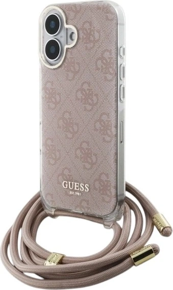 Etui Guess Crossbody Cord 4G Print do Apple iPhone 16 Pink (GUHCP16SHC4SEP) - obraz 2