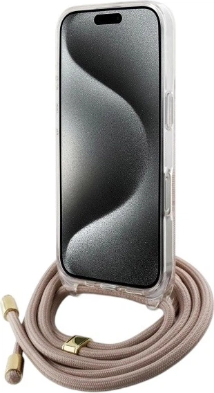 Etui Guess Crossbody Cord 4G Print do Apple iPhone 16 Pink (GUHCP16SHC4SEP) - obraz 4