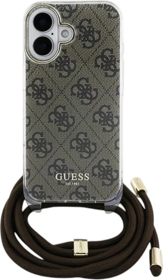 Etui Guess Crossbody Cord 4G Print do Apple iPhone 16 Brown (GUHCP16SHC4SEW) - obraz 1