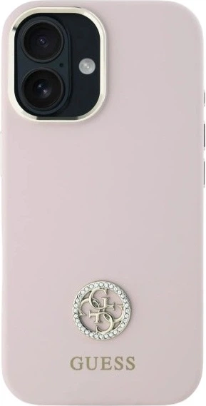 Панель Guess Silicone Logo Strass 4G для Apple iPhone 16 Light Pink (GUHCP16SM4DGPP) - зображення 2