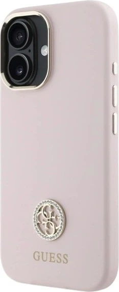 Панель Guess Silicone Logo Strass 4G для Apple iPhone 16 Light Pink (GUHCP16SM4DGPP) - зображення 3