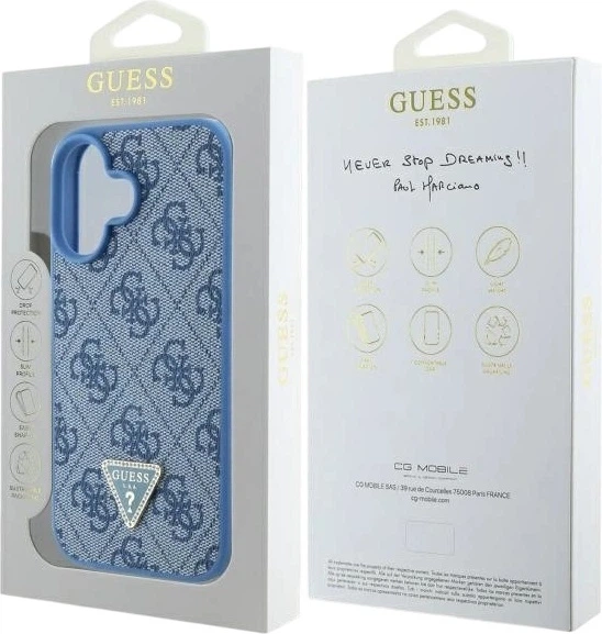 Панель Guess Leather 4G Triangle Strass для Apple iPhone 16 Blue (GUHCP16SP4TDPB) - зображення 8