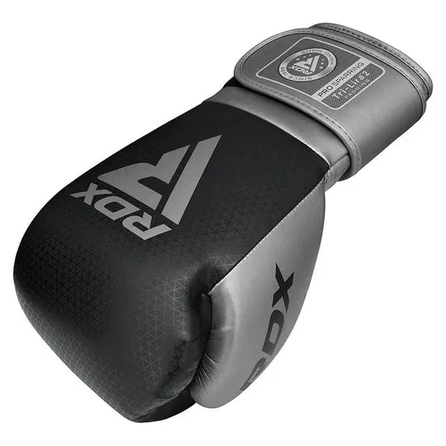 Рукавички боксерські з капою RDX MARK PRO SPARRING TRI LIRA 2 розмір 14 унцій, чорно-сріблястий - Фото 3 Рукавички боксерські з капою RDX MARK PRO SPARRING TRI LIRA 2 розмір 14 унцій, чорно-сріблястий - изображение 3