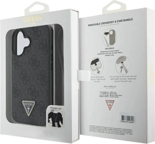Панель Guess Leather Metal Logo Strass Crossbody для Apple iPhone 16 Black (GUHCP16SP4TDSCPK) - зображення 9