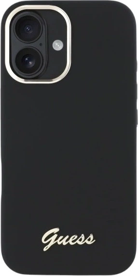 Панель Guess Silicone Script Metal Logo & Frame для Apple iPhone 16 Black (GUHCP16SSMBSLK) - зображення 2
