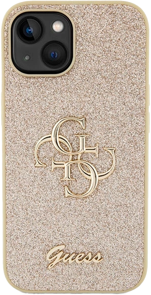 Etui plecki Guess Glitter Script Big 4G do Apple iPhone 13/14/15 Gold (3666339147785) - obraz 3