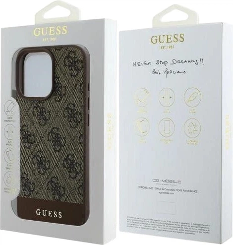 Etui Guess 4G Bottom Stripe do Apple iPhone 16 Pro Max Brown (GUHCP16XG4GLBR) - obraz 5