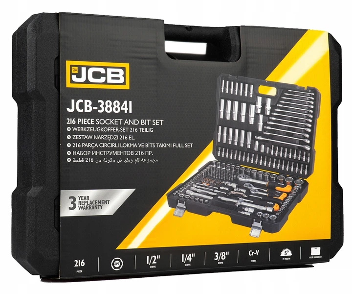 Набір інструментів JCB 1/2" 1/4" 3/8" 216 шт JCB-38841 (5056485704082) - зображення 2